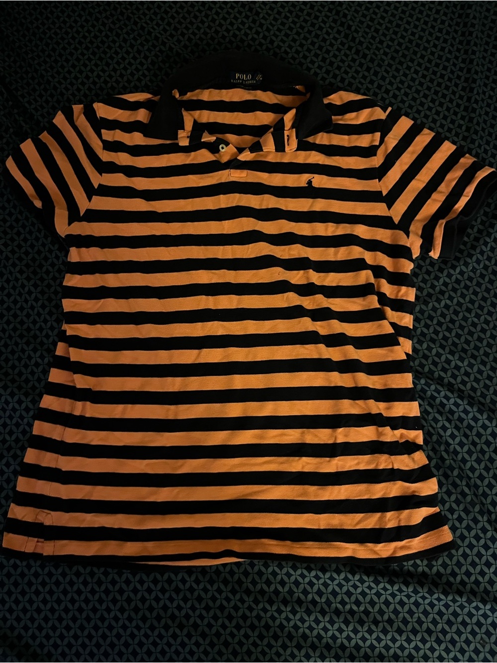 Polo by Ralph Lauren Navy and Orange Striped Polo